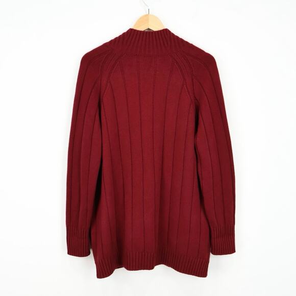 Loro Piana 100% Baby Cashmere Chunky Knit Bordeaux Red Cardigan Size 46 Flawed - Picture 2 of 12